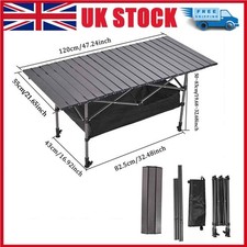 Foldable Camping Table Height-Adjustable Roll up Picnic Table & Storage Bag UK