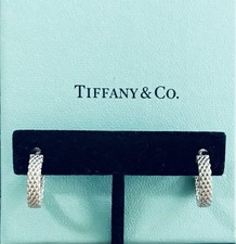 Tiffany & Co. Somerset Silver Mesh Hoop 16.5mm Earrings 4 Grams Pouch