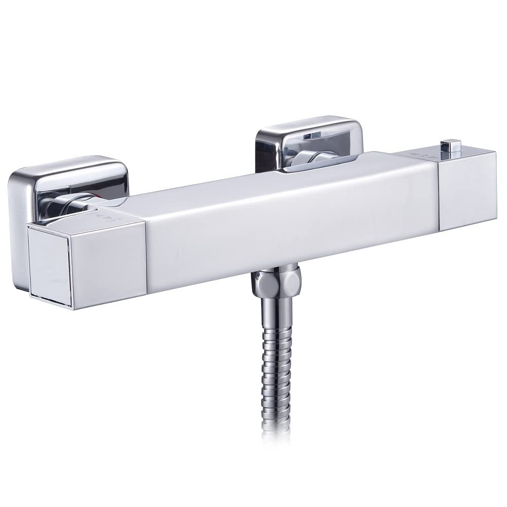 KINGBATH™ Square Thermostatic Exposed Shower Bar Valve Mixer Tap Chromed