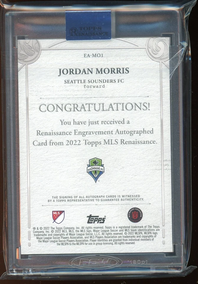 JORDAN MORRIS 2022 MLS Topps Renaissance On Card AUTO #7/10 SEATTLE USMNT USA - Image 2 of 2