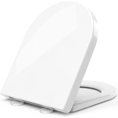 STOREMIC Toilet Seat Soft Close White D Shape Quick Release Top Fixing