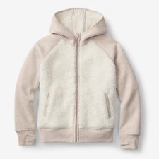 Eddie Bauer Girls' Camp Fleece Bonded Sherpa Zip-Up Hoodie Jacket Size Med 10/12