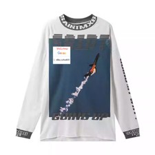 Vintage Saint Long Sleeve Top Tee White Airplane Streetwear T Shirt Men Women
