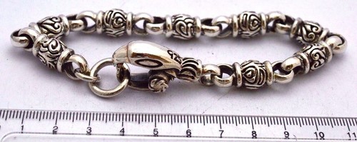 Heavy 925 Sterling Silver Eagle/Hawk Head Chain Bracelet. 7.7", 19 cm, 84 g - Picture 11 of 12
