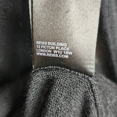 Reiss Mens Merino Wool Sweater L Black Mock Neck Luxury Pullover Jumper Qtr Zip - Picture 8 of 20