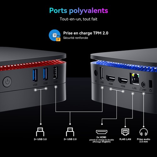 Huidun H30 Mini PC Intel Twin Lake N150 16Go RAM 512Go M.2 SSD/Jusqu'à 2To 2025 - Afbeelding 9 van 14