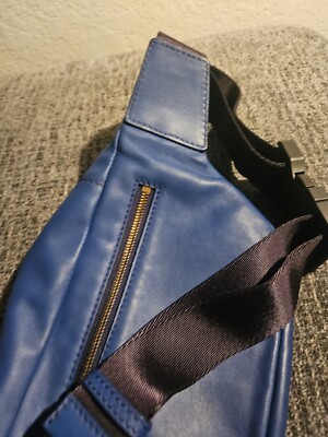 Burberry Blue Leather Graffiti Logo Bum Waist Hype Fanny Pack Bag