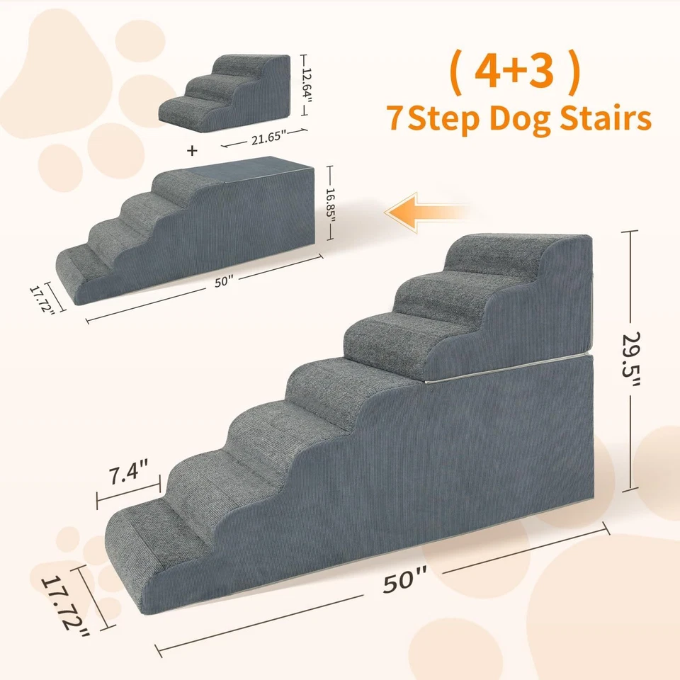 MOPHOTO Escaleras para Perros para Cama Alta y Sofá Mascota Escaleras Antideslizantes y Cubierta Extraíble Foto 2 de 4