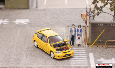 FH 1:64 Scale Yellow Civic Type R EK9 Hatchback Sport Car Model
