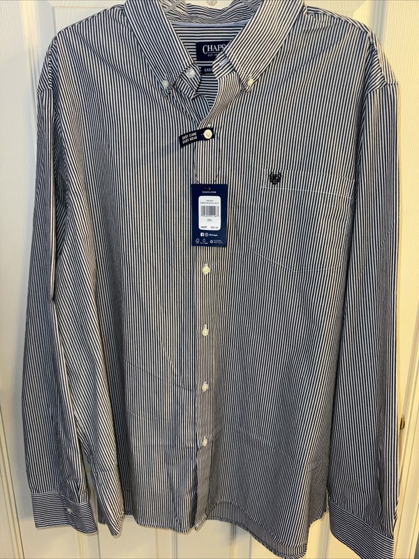 Chaps men’s l/s shirt  2XL easy Care black pinstripe NWT button-down collar XXL