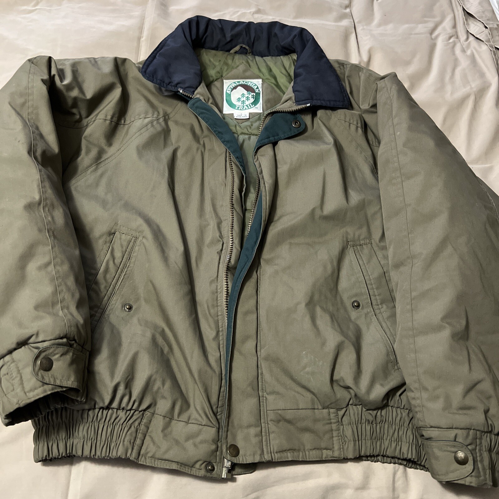 Vintage Lined Quilted Green Jacket Men 