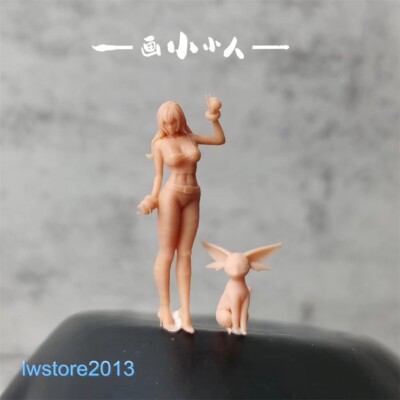 1/64 Elf Girl Cat Miniatures Scene Props Figures Model For Cars Vehicles Toys