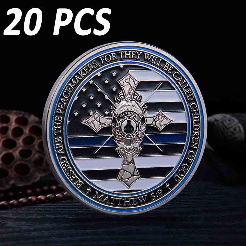 20PCS Coin Law Enforcement Thin Blue Line Police Officer Challenge Collection