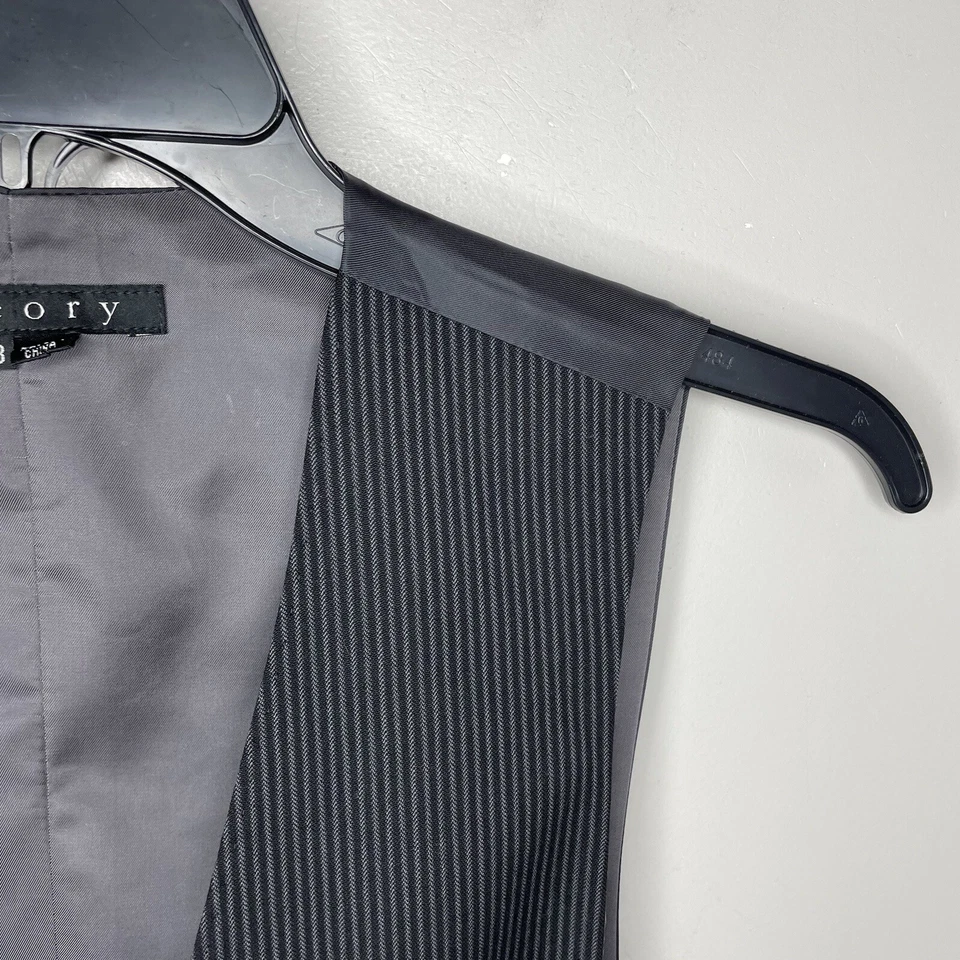 THEORY Vest Men 38 Striped Wool Waistcoat Cinch-Back Formal Charcoal Classic - Image 3 of 4