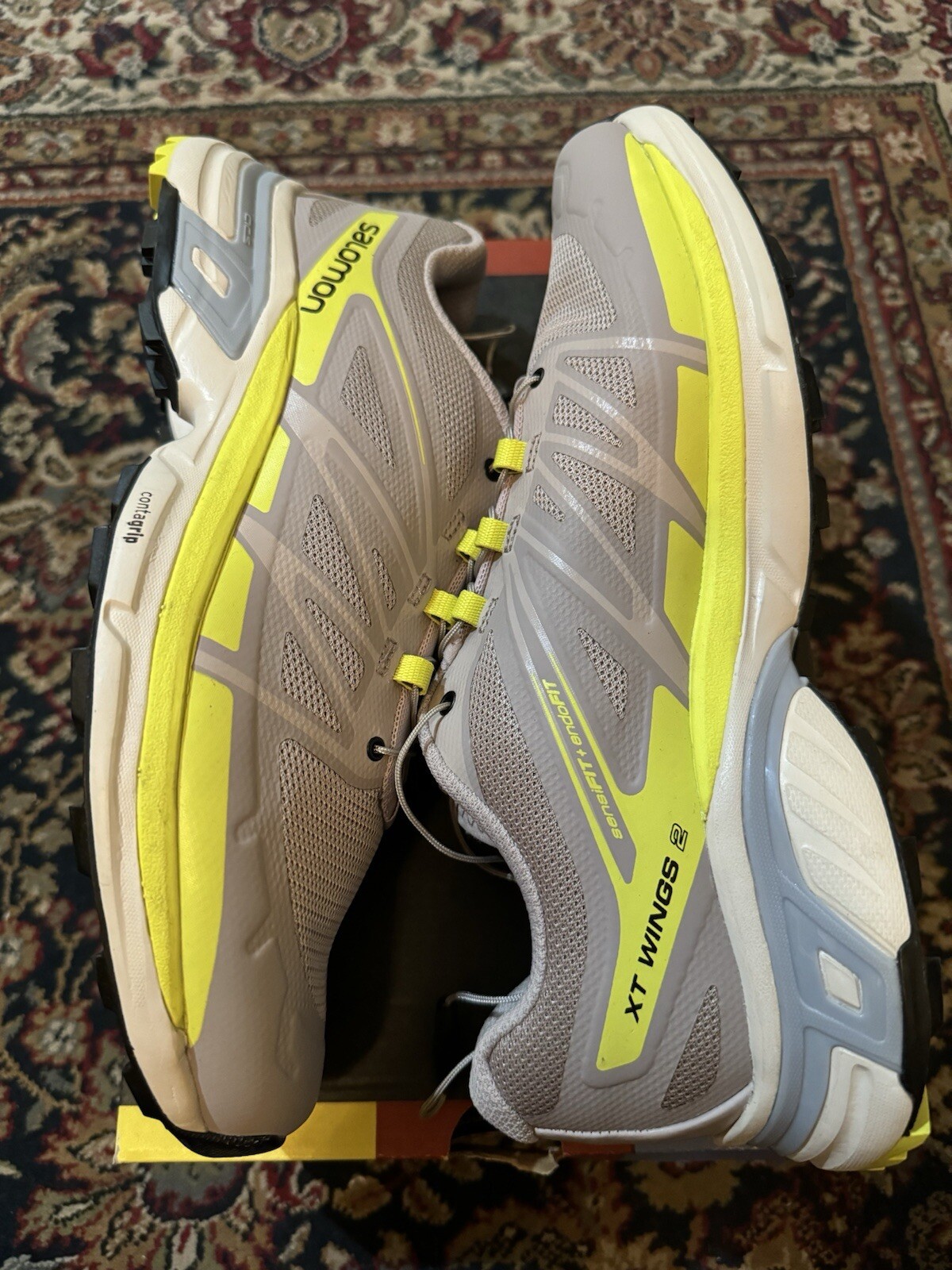 Scarpe da trekking Salomon XT Wings 2 grigio cenere giallo uomo taglia 8 5 sneakers NUOVE