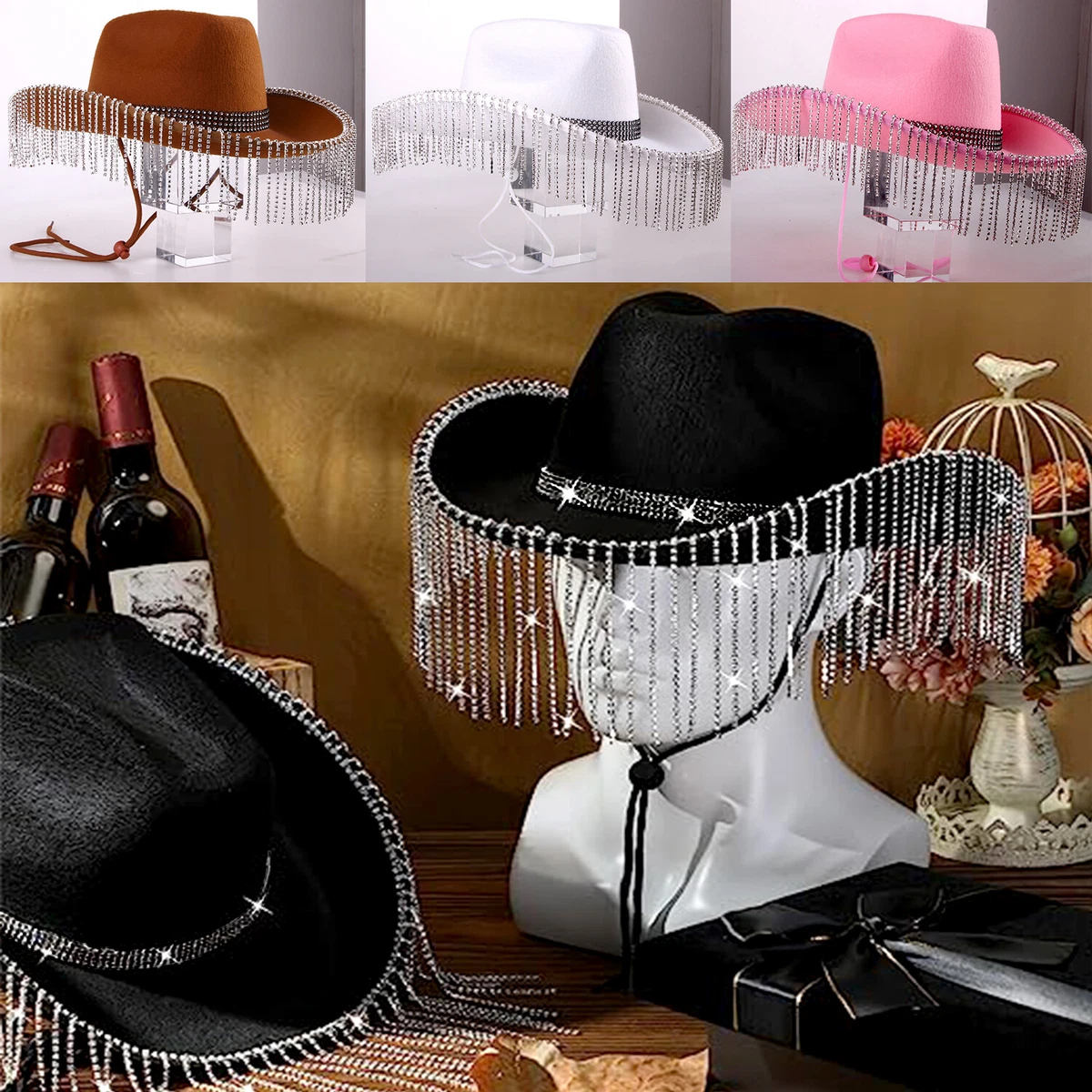 New Cowgirl Sun Hat Faux Leather Cowboy Hat Men and Women Travel