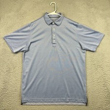 Johnnie O Performance Polo Shirt Mens Medium Blue Stretch Preppy Beach Surf Golf