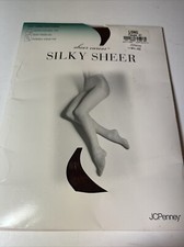 Old Stock JCPenny Sheer Caress Silky Sheer Pantyhose Taupe Long Control Top Taup
