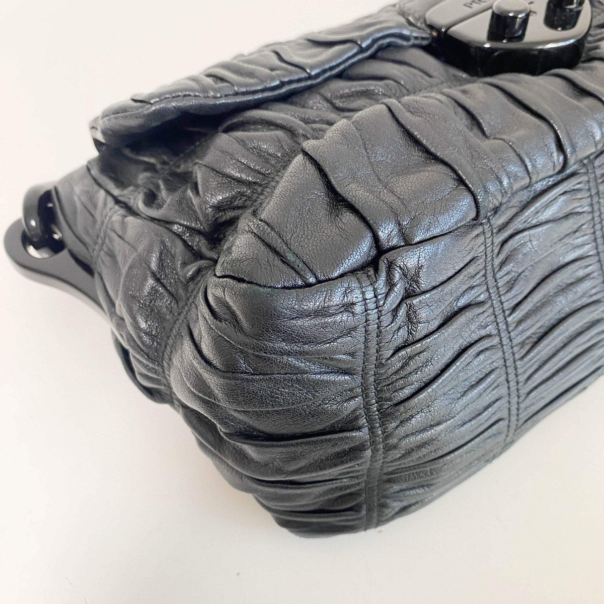 PRADA Black Vernice Gaufre Chain Shoulder Bag | eBay