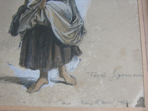 Turkish. Gypsy. W. kõnig original painting Turkish gypsy, 19th century portrait painter. - Picture 4 of 6