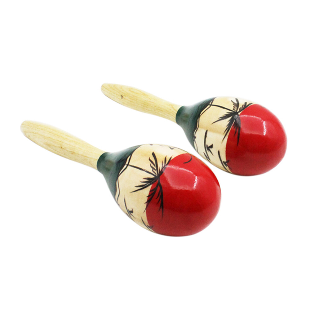 2Pcs Maracas Large Colorful Wood Rumba Shakers Rattle