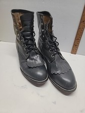 Vintage Justin Boots Woman 6D Dk Gray Ropers Lace Up Western Rodeo 90s USA 502Y