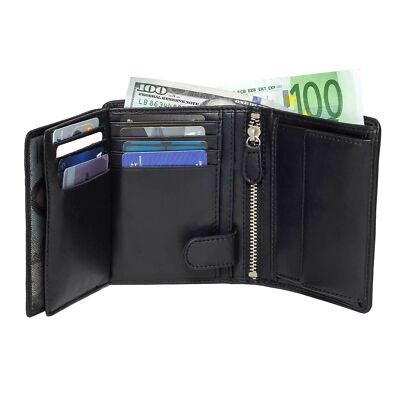 Mens Wallets by DiLoro Italy Fullsize Bifold Double Flip ID Leather Wallet Black