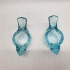 Aqua Blue Glass Votive Candle Holders Birds Set- 2 Easter Spring — photo 6