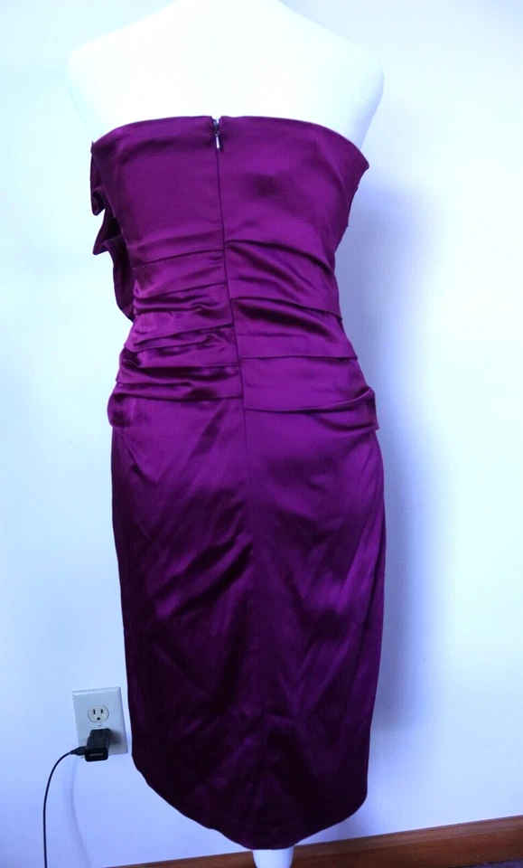 Suzi Chin For Maggy Boutique Magenta Strapless Ruffled Dress Women's Size 6 - Image 3 of 4