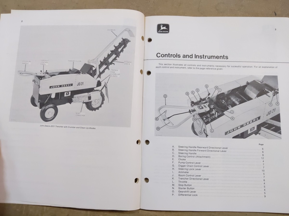 John Deere JD21 Trencher Operators Manual, OM-GA10019 | eBay