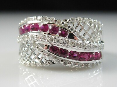 1.50Ct Round Simulated Pink Ruby Women's Engagement Ring 14K White Gold Plated