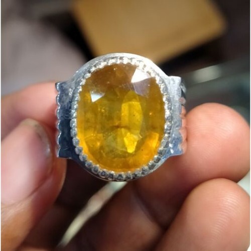 Original Pukhraj, Bankok Yellow Sapphire Beautiful Handmade Sterling Silver Ring - Picture 1 of 6
