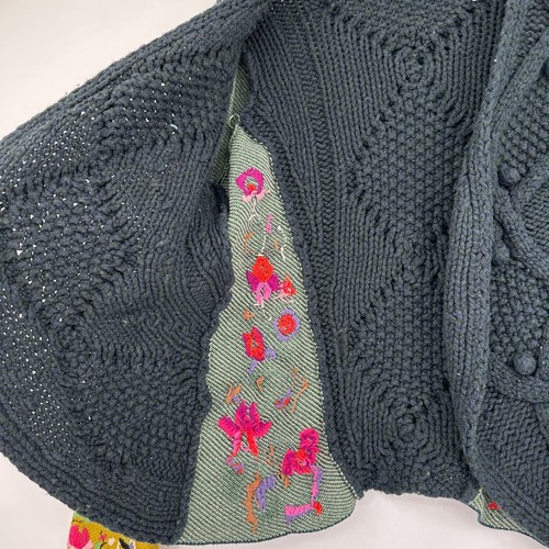 Anthropologie Sleeping On Snow Sweater Womens L Blue Green Cardigan Boho - Picture 5 of 10