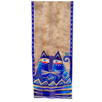 Laurel Burch Azul Cat Silk Scarf LBS196