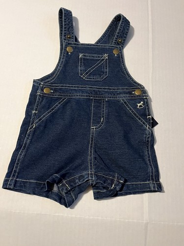 New baby boy denim overalls gold buttons size 6/9 months - Picture 2 of 3