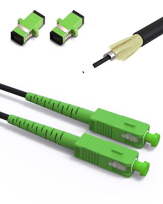 SC/APC Fiber Optic Internet Cable 100ft, Outdoor Armored SC/APC to SC/APC Fib...