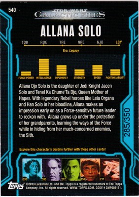 STAR WARS GALACTIC FILES SERIES 2 BLUE PARALLEL #540 ALLANA SOLO