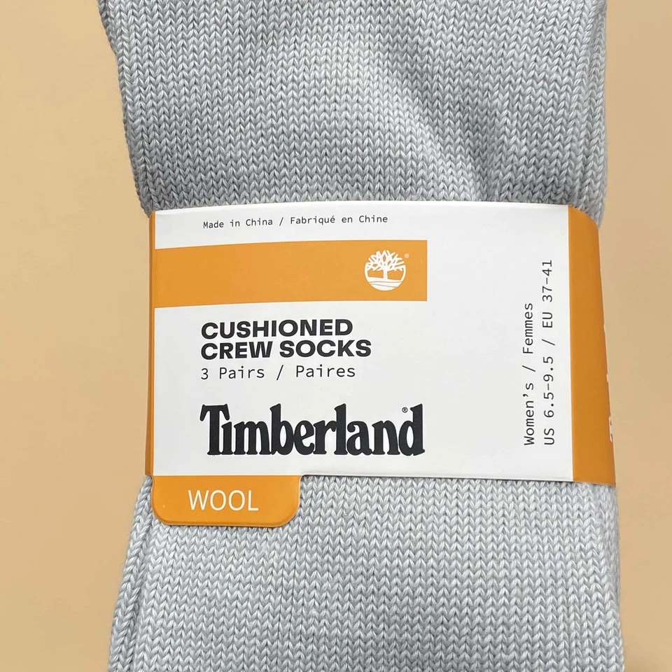 Timberland Women's Cushioned Crew Socks 3 Pairs - Wool Blend, Thermal Gray - Image 3 of 4