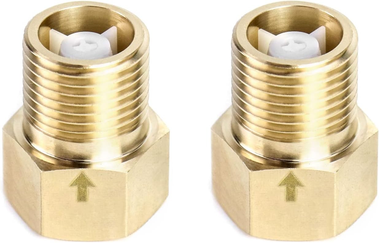 QWORK 2Pcs 1/2 Inch Brass Check Valve Female to Male Thread Backflow Preventer