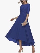 Tea Length Mother of The Bride Dresse XS for Wedding Beaded Lace Appliques