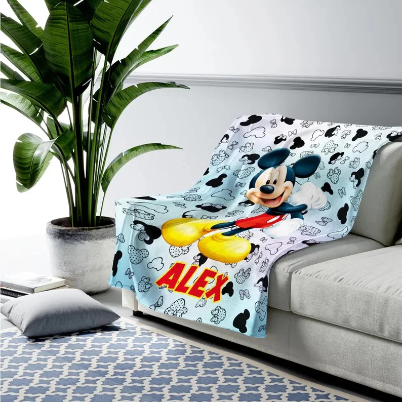 Disney Mickey Mouse Minnie Bow Pattern Aloha Customize Fleece Blanket