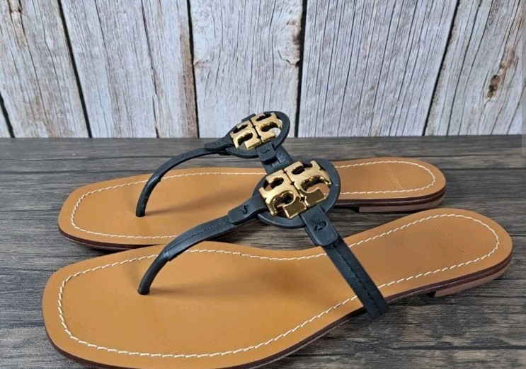 Ladies Sandals Tory Burch Mini Miller Leather Sandals TORY BURCH