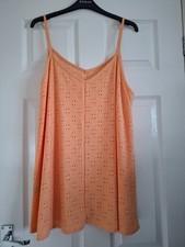 Image of Yours Orange Broderie Summer Top Plus Size 22-24 Sleeveless