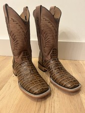 Crocodile Print NEW Cowboy Boots Ranch Industry Brown Square Toe Western 7 Mens