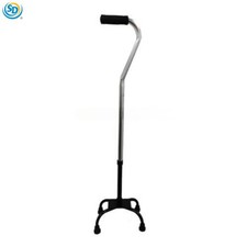 Adjustable Height Quad Foot Cane Walking Stick Cane Soft Foam Handle Metal 4 Leg