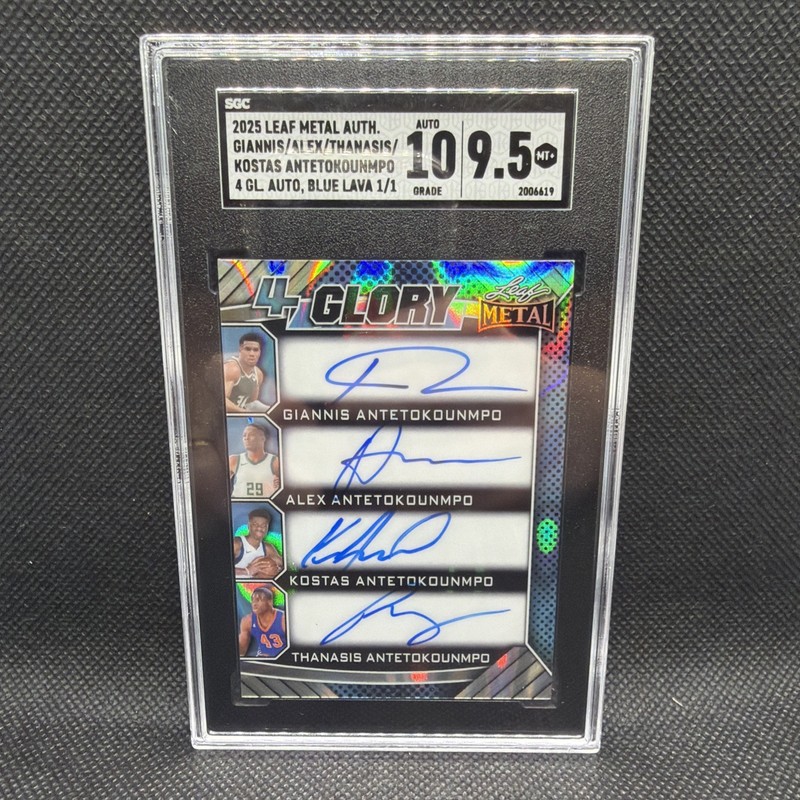 2025 Leaf Metal Giannis Antetokounmpo Brothers 4 Glory Quad Auto 1/1 SGC 9.5/10
