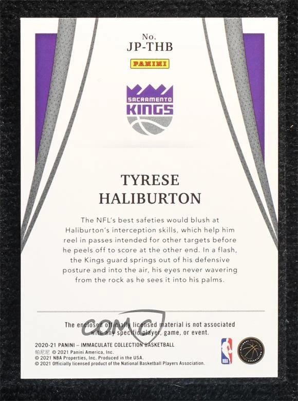 2020 Panini Immaculate Jersey Number /50 Tyrese Haliburton Rookie Jumbo Patch RC - Image 2 of 2