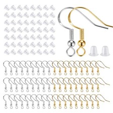 200 PCS/100Pairs 925 Sterling Silver and Gold Earring Hooks,Hypo-allergenic F...