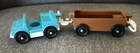 Fisher-Price Little People Vintage Zoo Blue Car Brown Trolly Tram Trailer Car