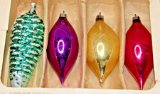 Lot Vintage Glass Multicolor Large ICICLE PINECONE Christmas Ornaments Germany